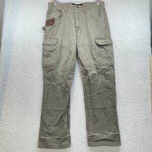 Wrangler Riggs Workwear Pants Mens 36x32 Tan Utility Cargo Double Knee Ripstop